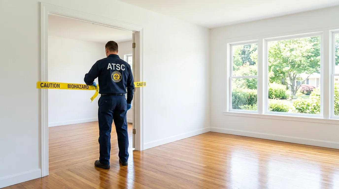 Certified biohazard cleanup crew performing Decomposition Cleanup in Elwood